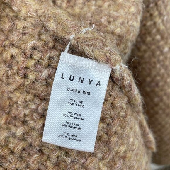 Lunya Chunky Knit Wool Open Belted Robe Deep Pockets Delicate Tan Size L/XL - Picture 10 of 12